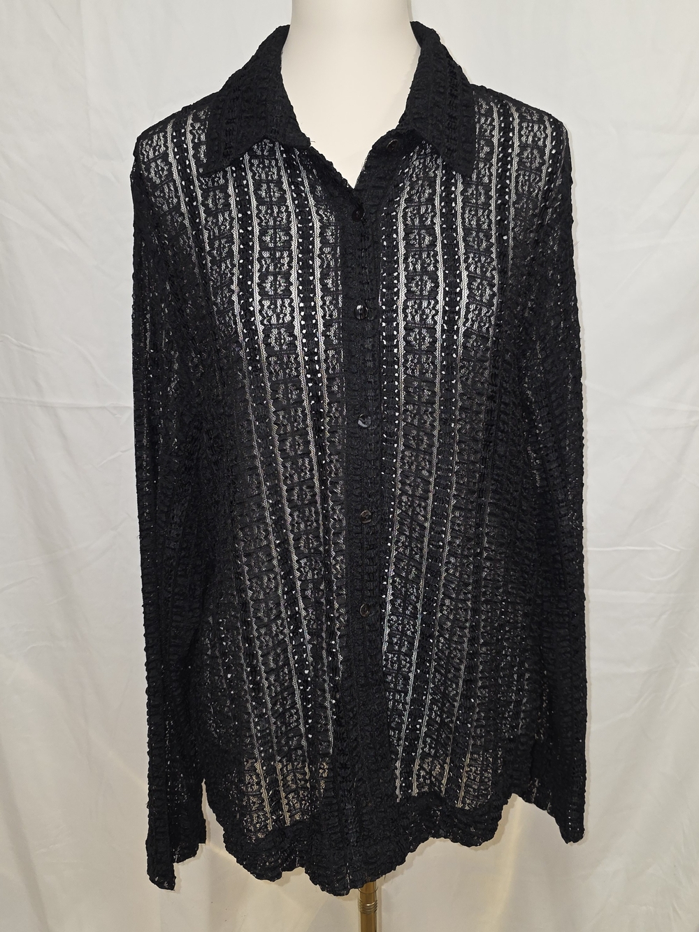 Chico's Black Lace Crochet Blouse